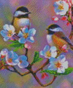 Cherry Blossom And Two Birds Diamond Painting