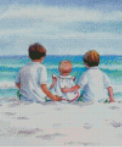 Children On Beach Diamond Painting