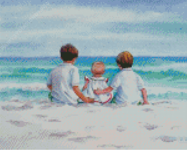 Children On Beach Diamond Painting