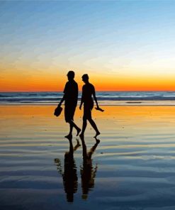 Couple Walking On The Beach Diamond Painting