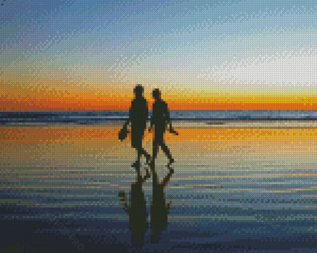 Couple Walking On The Beach Diamond Painting