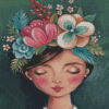 Girl Head Flowers Art Diamond Painting