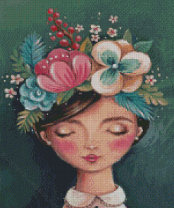 Girl Head Flowers Art Diamond Painting