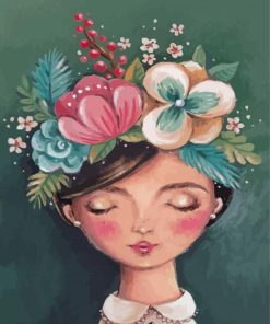 Girl Head Flowers Art Diamond Painting