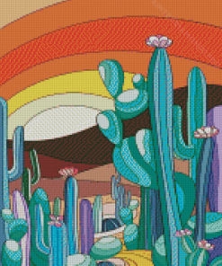 Illustration Abstract Cactus Diamond Painting