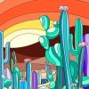 Illustration Abstract Cactus Diamond Painting