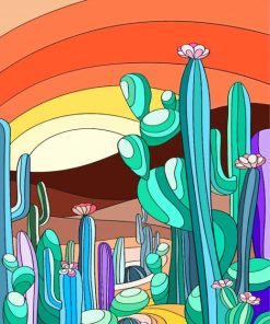 Illustration Abstract Cactus Diamond Painting