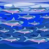 Illustration Sardines Fish Underwater Diamond Painting