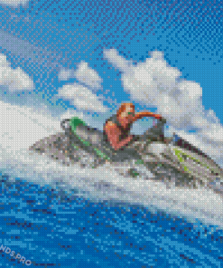 Kawasaki Jet Ski In The Water Diamond Painting