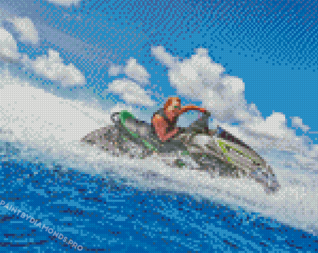 Kawasaki Jet Ski In The Water Diamond Painting