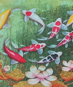 Koi Fish And Lotus Diamond Painting