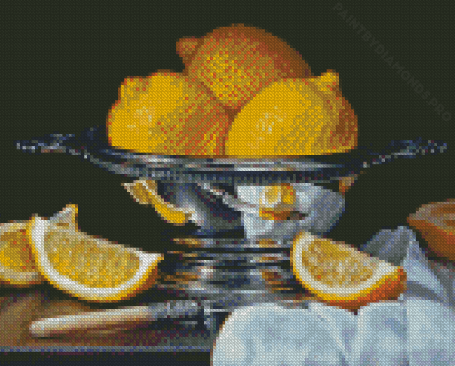 Lemons In Silver Bowl Diamond Painting