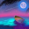 Magical Beach Boat With Moon Diamond Painting