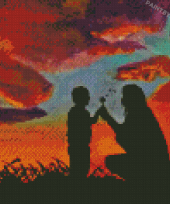 Mom And son Silhouette Diamond Painting