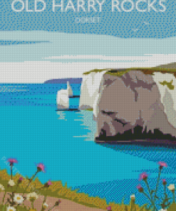 Old Harry Rocks In Dorset Poster Diamond Painting