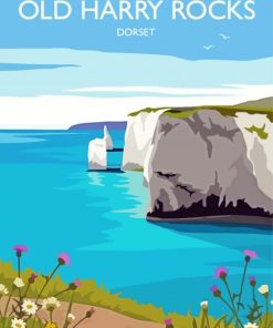 Old Harry Rocks In Dorset Poster Diamond Painting