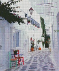 Paros White Buildings Diamond Painting