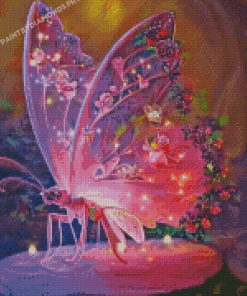 Pink Floral Fantasy Butterfly Diamond Painting