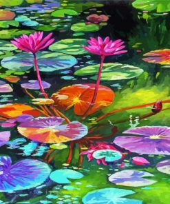 Pink River Lilies Diamond Painting