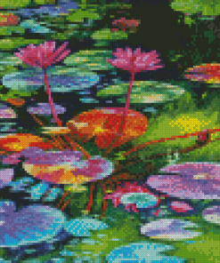 Pink River Lilies Diamond Painting