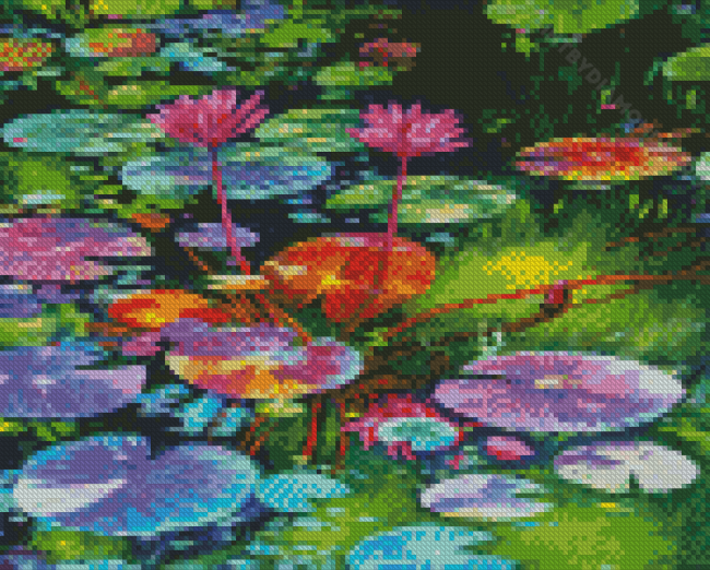 Pink River Lilies Diamond Painting