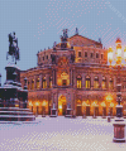 Semperoper Dresden In Winter Diamond Painting