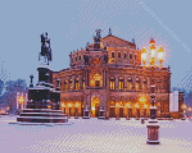 Semperoper Dresden In Winter Diamond Painting