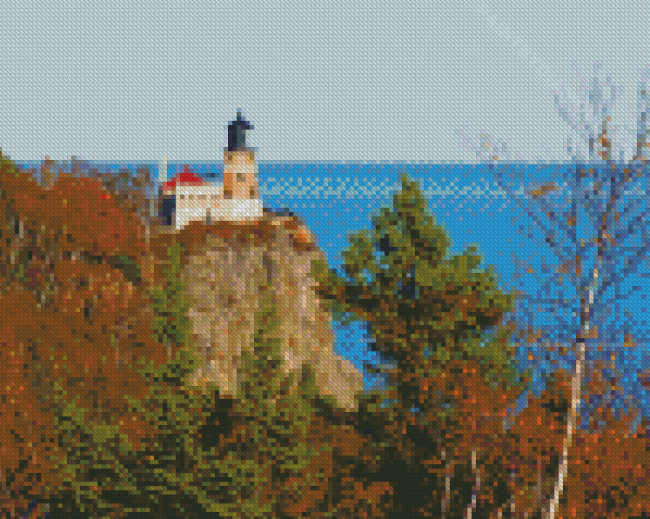 Split Rock Lighthouse View Diamond Painting