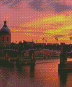 Sunset Pont Saint Pierre Toulouse Diamond Painting