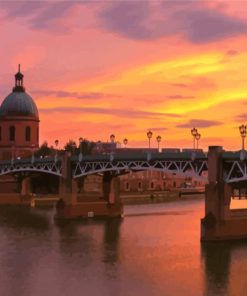 Sunset Pont Saint Pierre Toulouse Diamond Painting