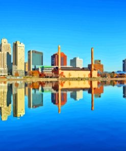 Toledo Ohio City Water Reflection Diamond Painting