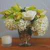 White Hydrangeas And Rose Vase Diamond Painting