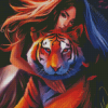 Woman With Tiger Art Diamond Painting