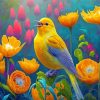 Yellow Warbler Bird And Flowers Diamond Painting