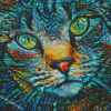 Abstract Blue Cat Diamond Painting