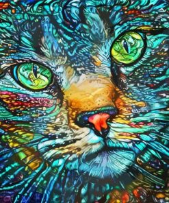 Abstract Blue Cat Diamond Painting