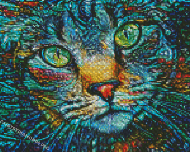 Abstract Blue Cat Diamond Painting