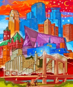 Abstract Minneapolis Skyline Diamond Painting