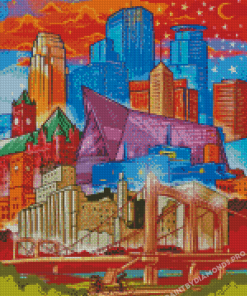 Abstract Minneapolis Skyline Diamond Painting