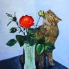 Aesthetic Cat And Flower Vase Diamond Painting