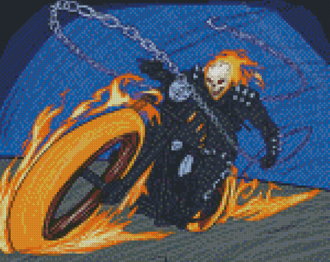 Aesthetic Ghost Rider Motorcycle Rider Diamond Painting