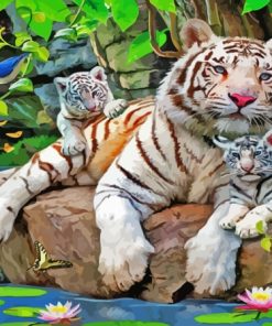 Aesthetic Tiger Family Diamond Painting