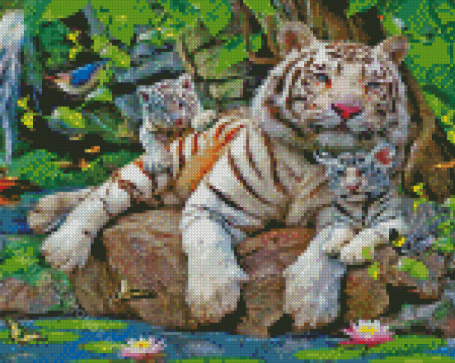 Aesthetic Tiger Family Diamond Painting