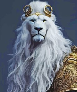 Aesthetic White Lion Prince Diamond Painting