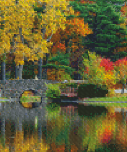 Autumn Central Park Water Reflection Diamond Painting