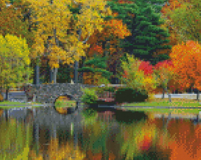 Autumn Central Park Water Reflection Diamond Painting