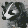 Black And White Abstract Badger Diamond Painting