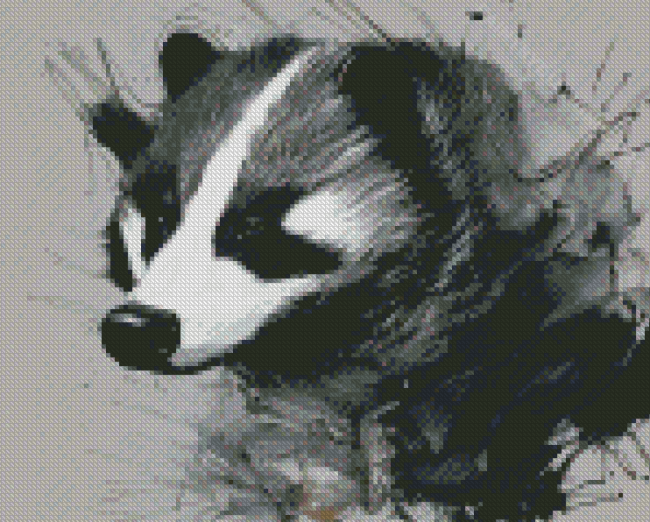 Black And White Abstract Badger Diamond Painting