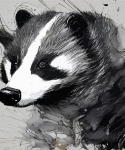 Black And White Abstract Badger Diamond Painting