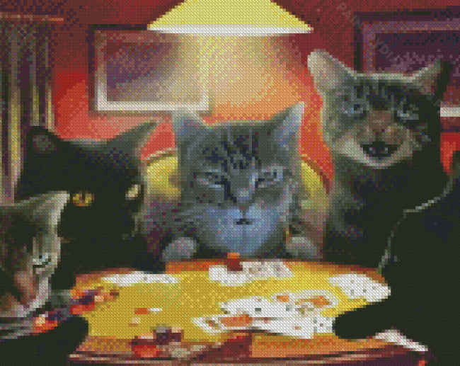 Cats Playing Cards Diamond Painting